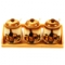 Банка керамическая набор 3 штуки "Бочонок" с ложками для сыпучих на деревянной подставке "Валенсия"