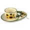 Набор чайный 3 предмета (чашка 200мл с фигурным блюдцем; ложка) "Подсолнухи"